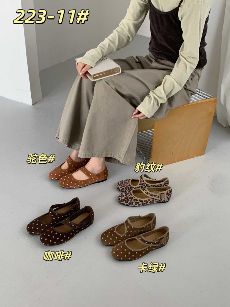 Genuine Leather Chanel Style Flat Mary Jane Shoes for Women 2026 Autumn New Leopard Dot Low Heel