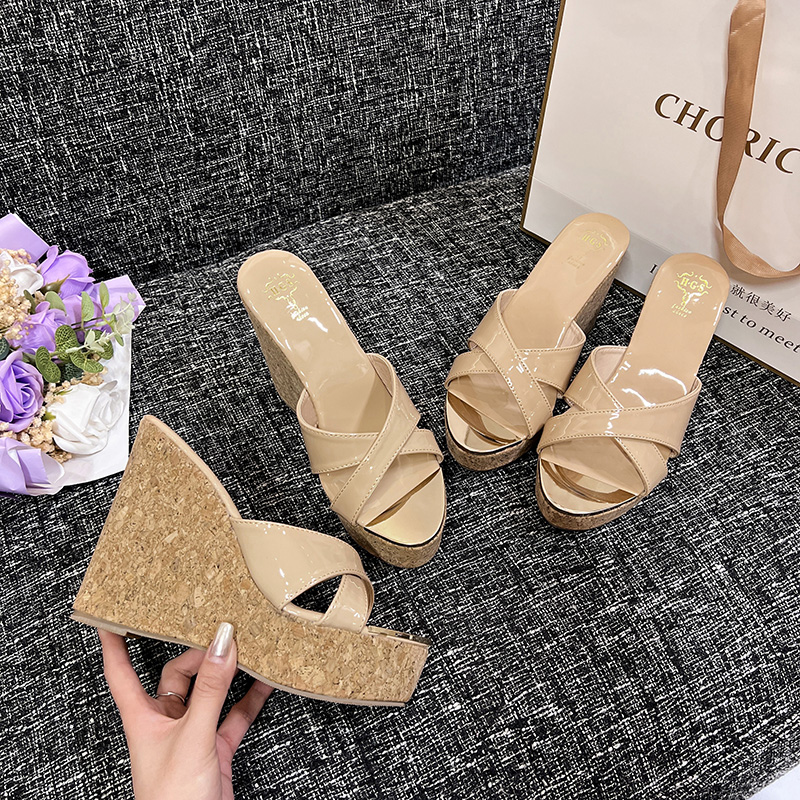 Summer New Style Pepper Cross Open Toe Wedge High Heel Slippers 888-18 9 11 13cm - Image 2