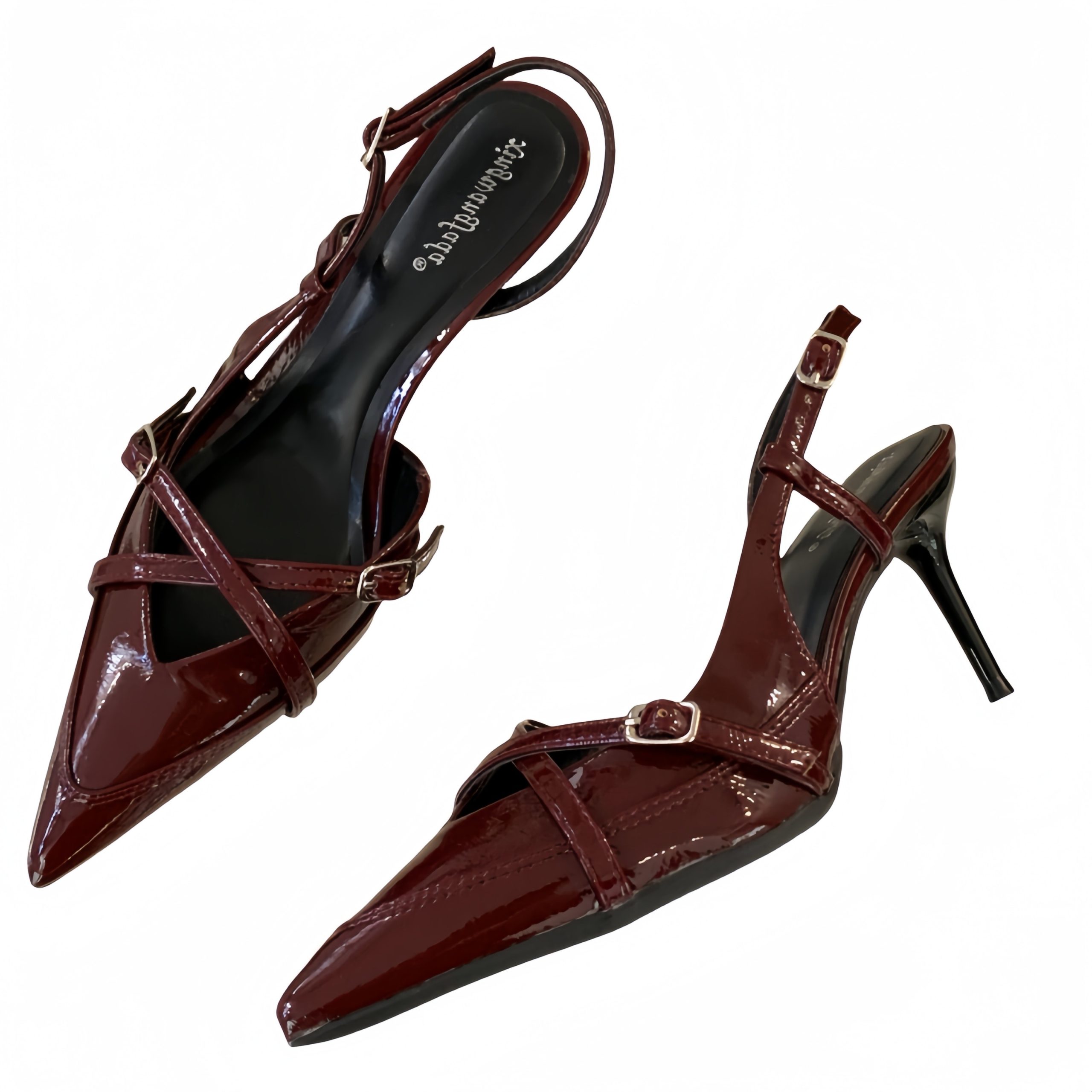 ZAA Women's 2026 Spring New Black Buckle Strap High Heel Mules Pointed Toe Back Strap Thin Heel Sandals - Image 5